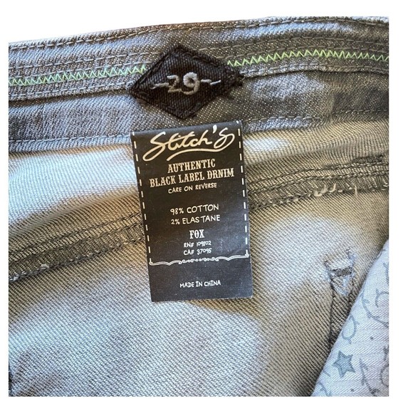Stitch's Black Label Denim FOX Blue Gray Skinny Zipper Fly Cowgirl Jeans 29 33L - Picture 3 of 11
